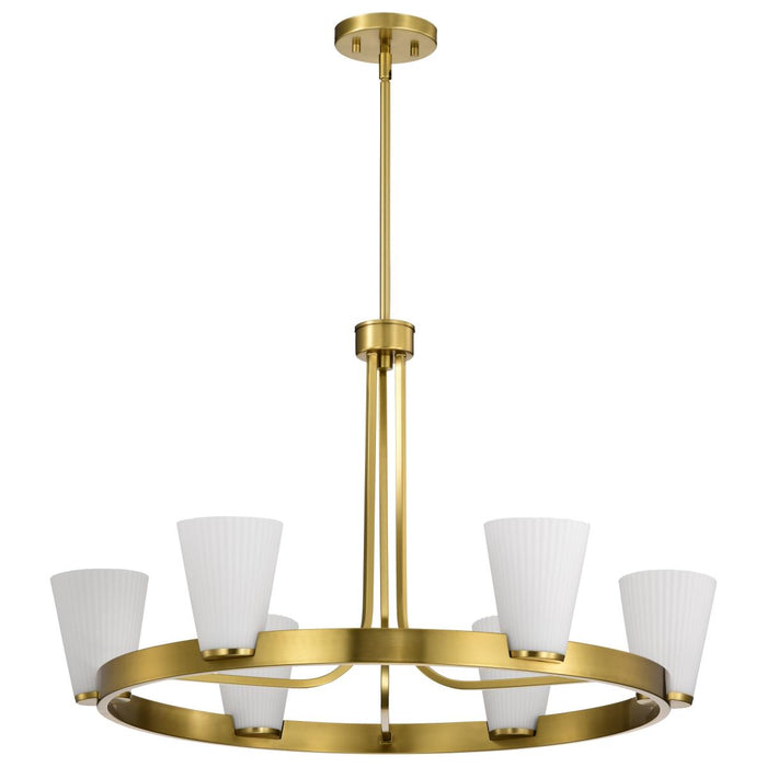 SATCO/NUVO Royale 6 Light Chandelier Burnished Brass Finish Ribbed White Glass (60-8726)
