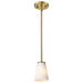 SATCO/NUVO Royale Mini Pendant Burnished Brass Finish Ribbed White Glass (60-8727)