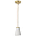 SATCO/NUVO Royale Mini Pendant Burnished Brass Finish Ribbed White Glass (60-8727)