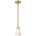 SATCO/NUVO Royale Mini Pendant Burnished Brass Finish Ribbed White Glass (60-8727)