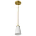 SATCO/NUVO Royale Mini Pendant Burnished Brass Finish Ribbed White Glass (60-8727)