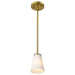 SATCO/NUVO Royale Mini Pendant Burnished Brass Finish Ribbed White Glass (60-8727)