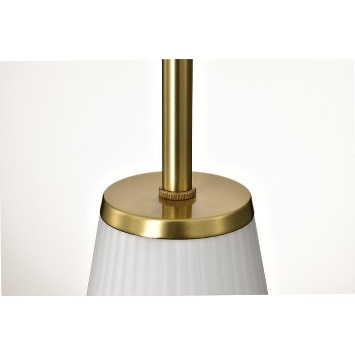 SATCO/NUVO Royale Mini Pendant Burnished Brass Finish Ribbed White Glass (60-8727)