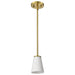 SATCO/NUVO Royale Mini Pendant Burnished Brass Finish Ribbed White Glass (60-8727)