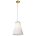 SATCO/NUVO Royale Large Pendant Burnished Brass Finish Ribbed White Glass (60-8728)