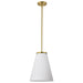 SATCO/NUVO Royale Large Pendant Burnished Brass Finish Ribbed White Glass (60-8728)
