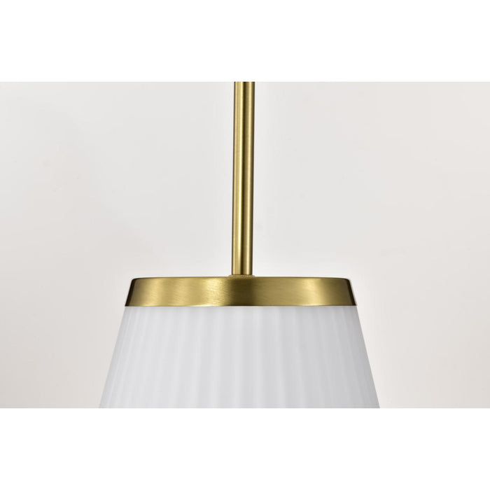SATCO/NUVO Royale Large Pendant Burnished Brass Finish Ribbed White Glass (60-8728)