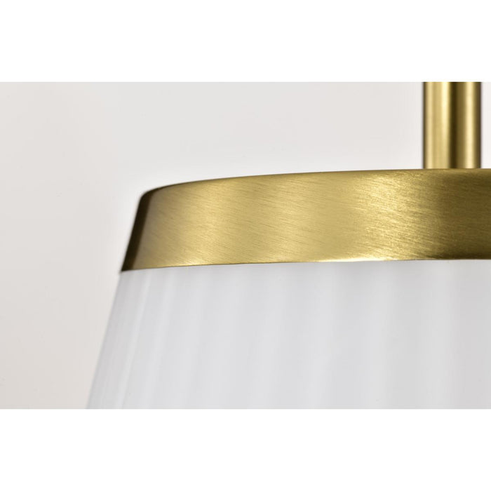 SATCO/NUVO Royale Large Pendant Burnished Brass Finish Ribbed White Glass (60-8728)