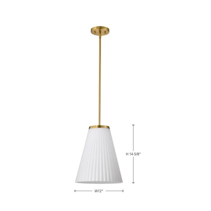 SATCO/NUVO Royale Large Pendant Burnished Brass Finish Ribbed White Glass (60-8728)
