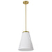 SATCO/NUVO Royale Large Pendant Burnished Brass Finish Ribbed White Glass (60-8728)