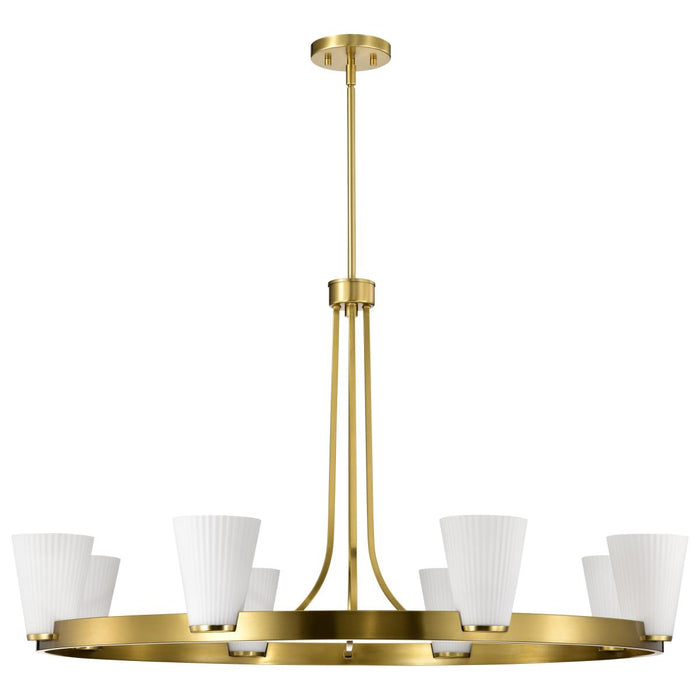 SATCO/NUVO Royale 8 Light Chandelier Burnished Brass Finish Ribbed White Glass (60-8729)