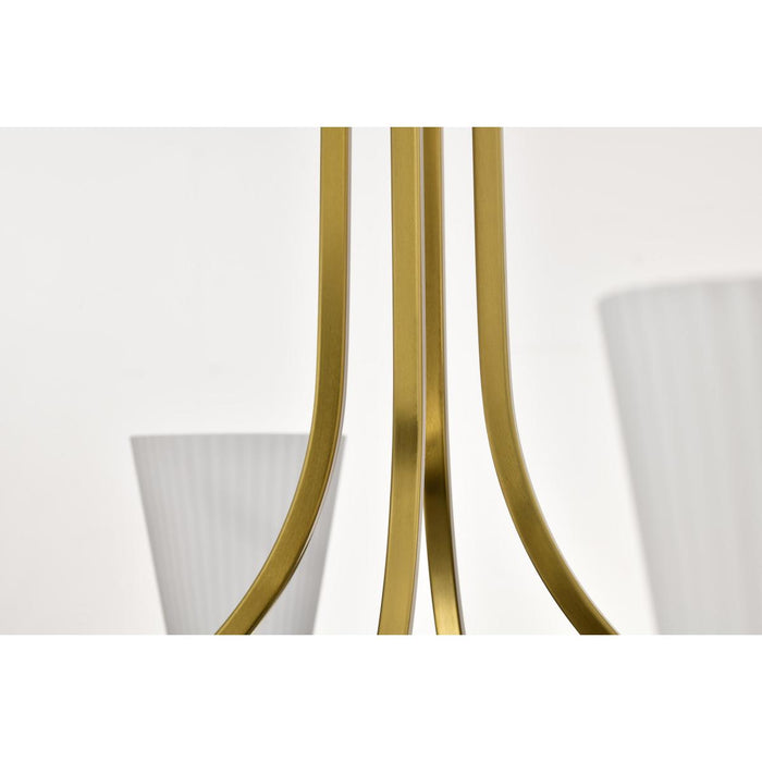 SATCO/NUVO Royale 8 Light Chandelier Burnished Brass Finish Ribbed White Glass (60-8729)