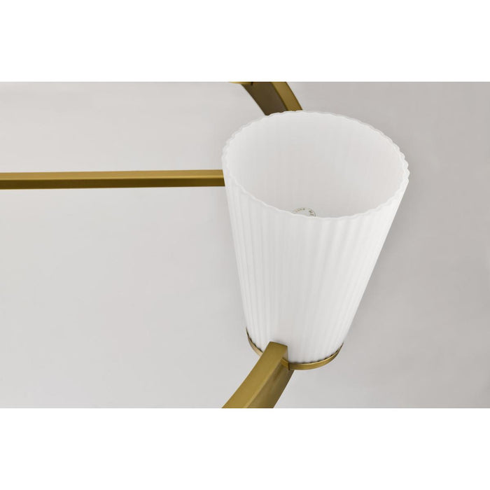 SATCO/NUVO Royale 8 Light Chandelier Burnished Brass Finish Ribbed White Glass (60-8729)