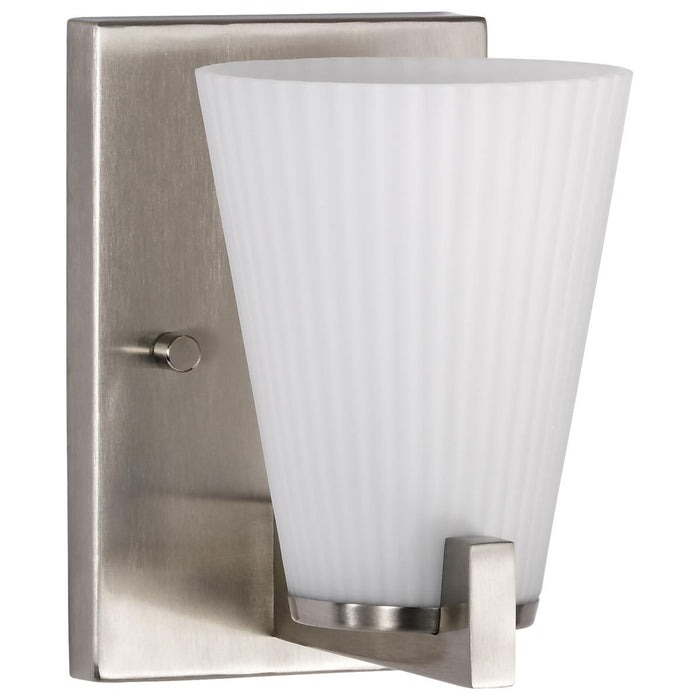 SATCO/NUVO Royale 1 Light Vanity Brushed Nickel Finish Ribbed White Glass (60-8731)