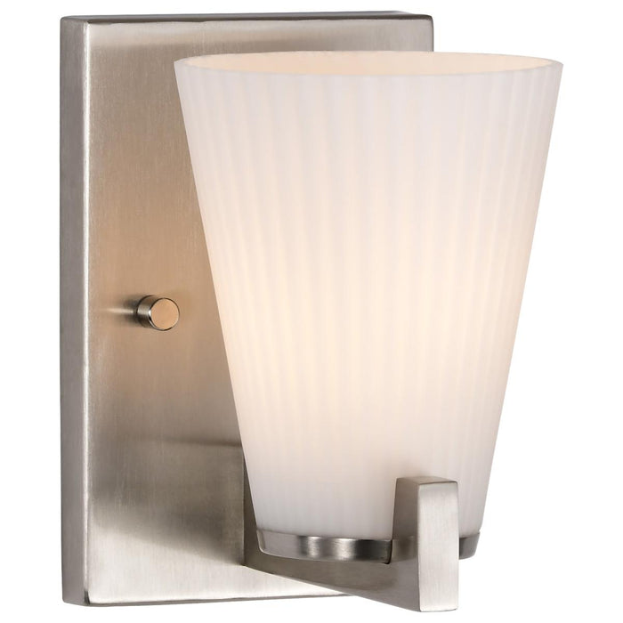SATCO/NUVO Royale 1 Light Vanity Brushed Nickel Finish Ribbed White Glass (60-8731)