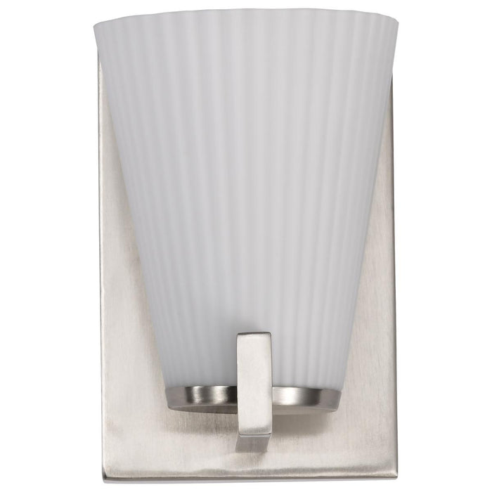 SATCO/NUVO Royale 1 Light Vanity Brushed Nickel Finish Ribbed White Glass (60-8731)