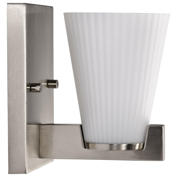 SATCO/NUVO Royale 1 Light Vanity Brushed Nickel Finish Ribbed White Glass (60-8731)
