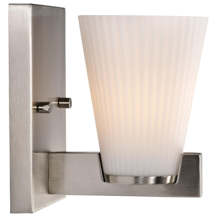 SATCO/NUVO Royale 1 Light Vanity Brushed Nickel Finish Ribbed White Glass (60-8731)