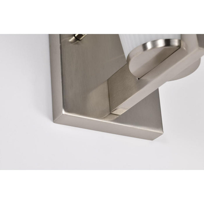 SATCO/NUVO Royale 1 Light Vanity Brushed Nickel Finish Ribbed White Glass (60-8731)
