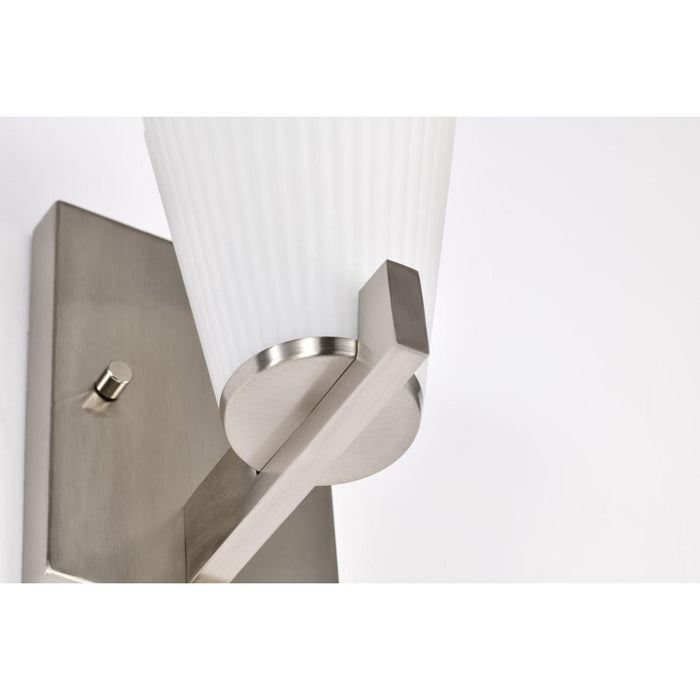 SATCO/NUVO Royale 1 Light Vanity Brushed Nickel Finish Ribbed White Glass (60-8731)