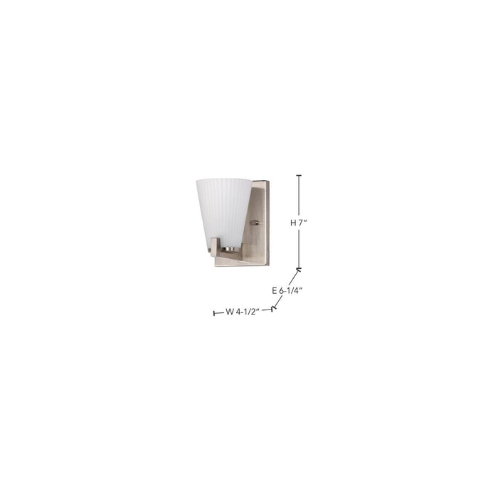 SATCO/NUVO Royale 1 Light Vanity Brushed Nickel Finish Ribbed White Glass (60-8731)