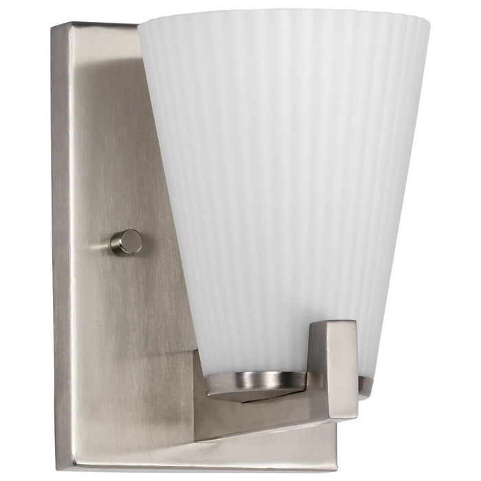 SATCO/NUVO Royale 1 Light Vanity Brushed Nickel Finish Ribbed White Glass (60-8731)