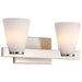 SATCO/NUVO Royale 2 Light Vanity Brushed Nickel Finish Ribbed White Glass (60-8732)