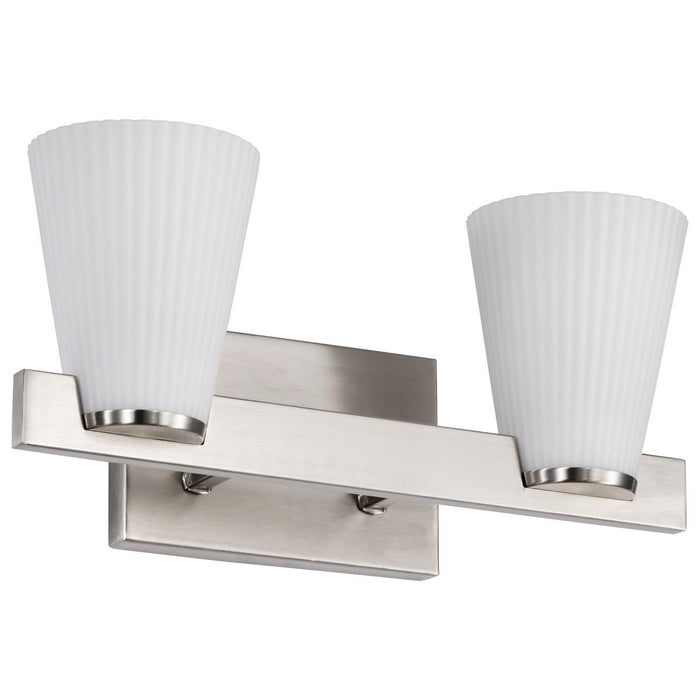 SATCO/NUVO Royale 2 Light Vanity Brushed Nickel Finish Ribbed White Glass (60-8732)