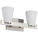 SATCO/NUVO Royale 2 Light Vanity Brushed Nickel Finish Ribbed White Glass (60-8732)