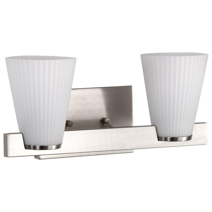 SATCO/NUVO Royale 2 Light Vanity Brushed Nickel Finish Ribbed White Glass (60-8732)