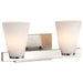 SATCO/NUVO Royale 2 Light Vanity Brushed Nickel Finish Ribbed White Glass (60-8732)