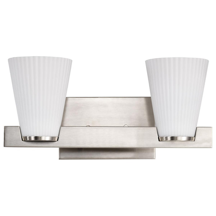 SATCO/NUVO Royale 2 Light Vanity Brushed Nickel Finish Ribbed White Glass (60-8732)