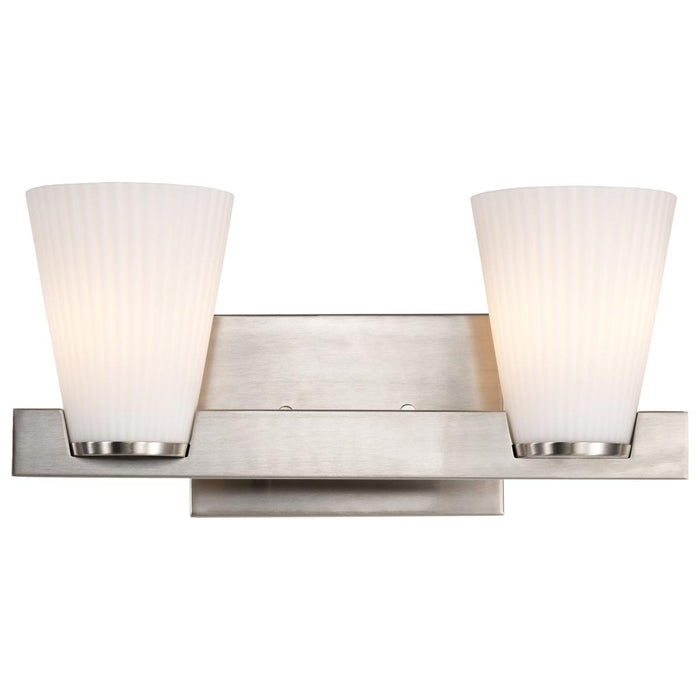 SATCO/NUVO Royale 2 Light Vanity Brushed Nickel Finish Ribbed White Glass (60-8732)