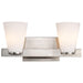 SATCO/NUVO Royale 2 Light Vanity Brushed Nickel Finish Ribbed White Glass (60-8732)