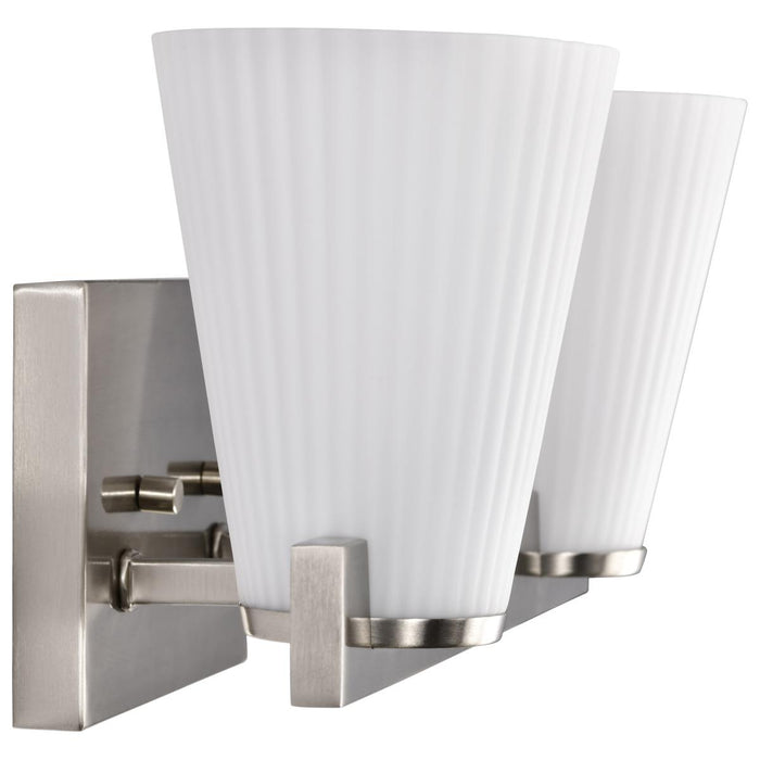 SATCO/NUVO Royale 2 Light Vanity Brushed Nickel Finish Ribbed White Glass (60-8732)