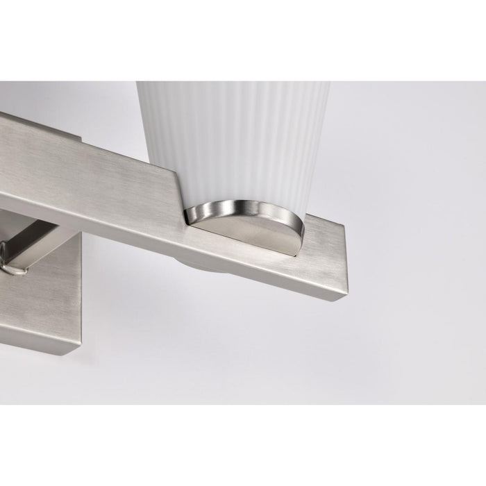 SATCO/NUVO Royale 2 Light Vanity Brushed Nickel Finish Ribbed White Glass (60-8732)