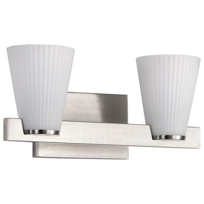SATCO/NUVO Royale 2 Light Vanity Brushed Nickel Finish Ribbed White Glass (60-8732)