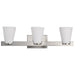 SATCO/NUVO Royale 3 Light Vanity Brushed Nickel Finish Ribbed White Glass (60-8733)