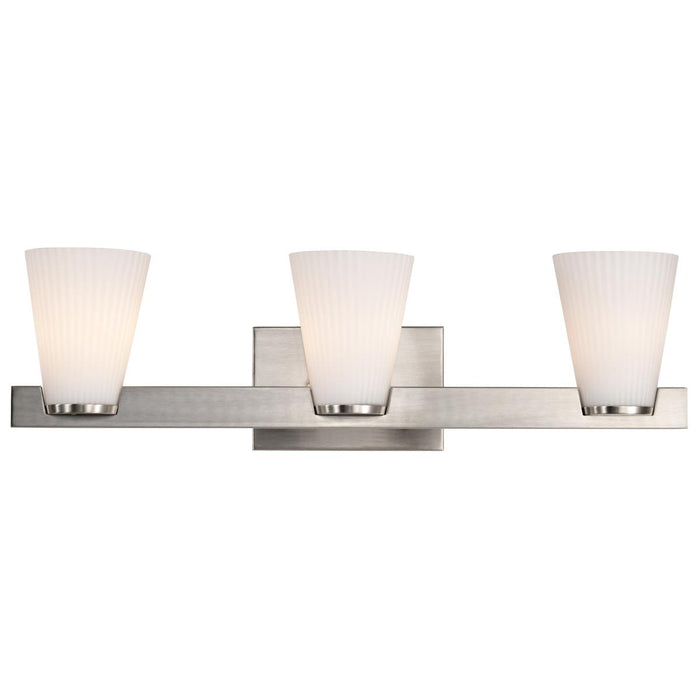 SATCO/NUVO Royale 3 Light Vanity Brushed Nickel Finish Ribbed White Glass (60-8733)
