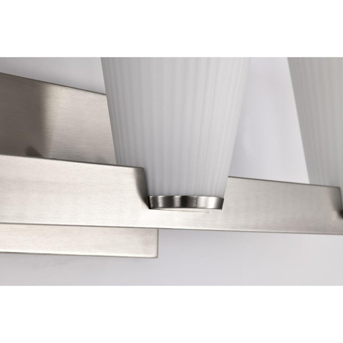 SATCO/NUVO Royale 3 Light Vanity Brushed Nickel Finish Ribbed White Glass (60-8733)