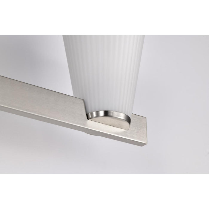 SATCO/NUVO Royale 3 Light Vanity Brushed Nickel Finish Ribbed White Glass (60-8733)