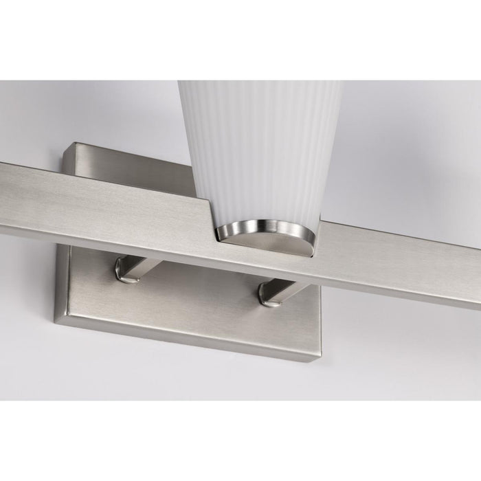 SATCO/NUVO Royale 3 Light Vanity Brushed Nickel Finish Ribbed White Glass (60-8733)