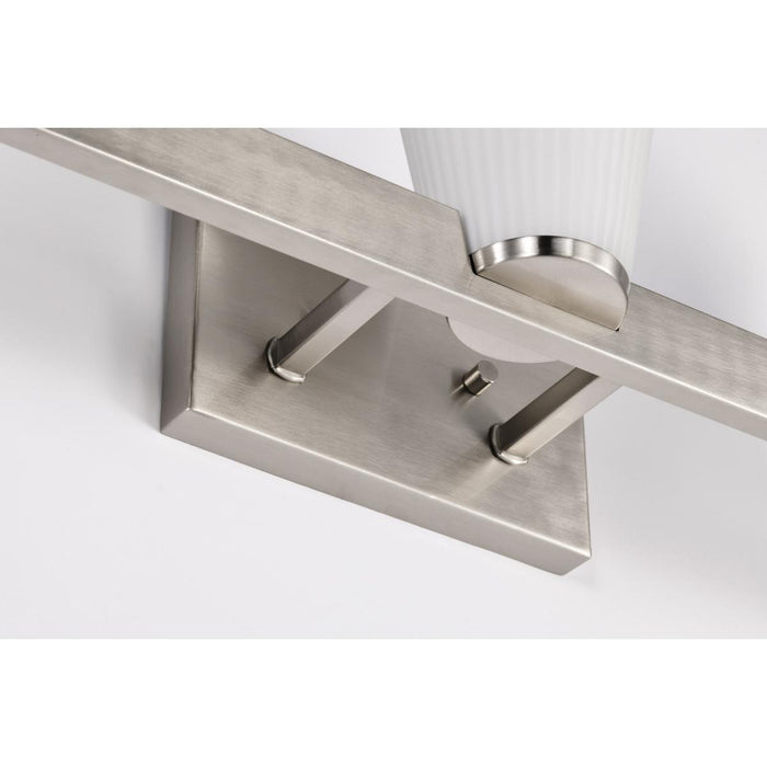 SATCO/NUVO Royale 3 Light Vanity Brushed Nickel Finish Ribbed White Glass (60-8733)