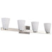 SATCO/NUVO Royale 4 Light Vanity Brushed Nickel Finish Ribbed White Glass (60-8734)