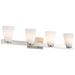 SATCO/NUVO Royale 4 Light Vanity Brushed Nickel Finish Ribbed White Glass (60-8734)