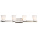 SATCO/NUVO Royale 4 Light Vanity Brushed Nickel Finish Ribbed White Glass (60-8734)