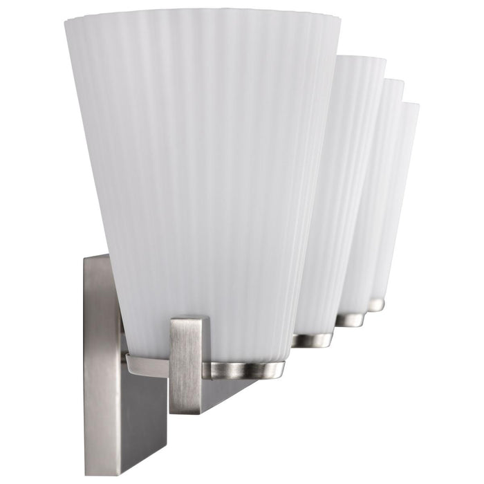 SATCO/NUVO Royale 4 Light Vanity Brushed Nickel Finish Ribbed White Glass (60-8734)