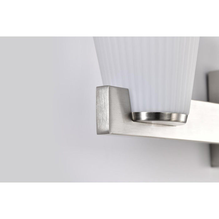 SATCO/NUVO Royale 4 Light Vanity Brushed Nickel Finish Ribbed White Glass (60-8734)