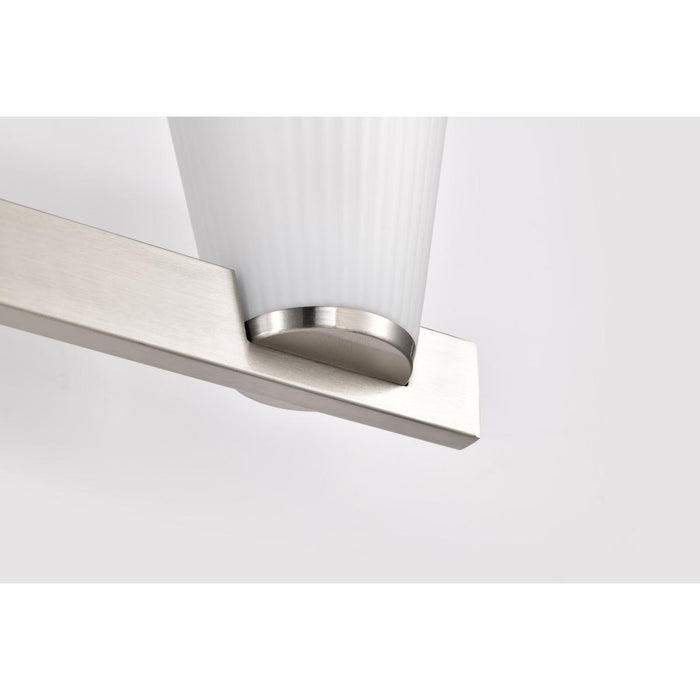 SATCO/NUVO Royale 4 Light Vanity Brushed Nickel Finish Ribbed White Glass (60-8734)