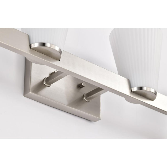 SATCO/NUVO Royale 4 Light Vanity Brushed Nickel Finish Ribbed White Glass (60-8734)